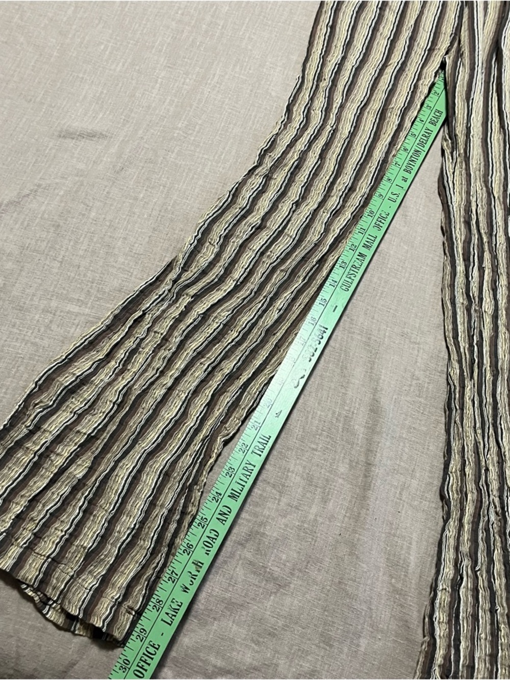 Billabong Brown Striped Textured Flare Pants Size Small Beach Hippie Boho Wide - Picture 5 of 10